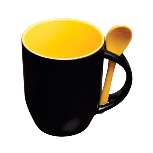 Mug mágico negro color interno con cuchara